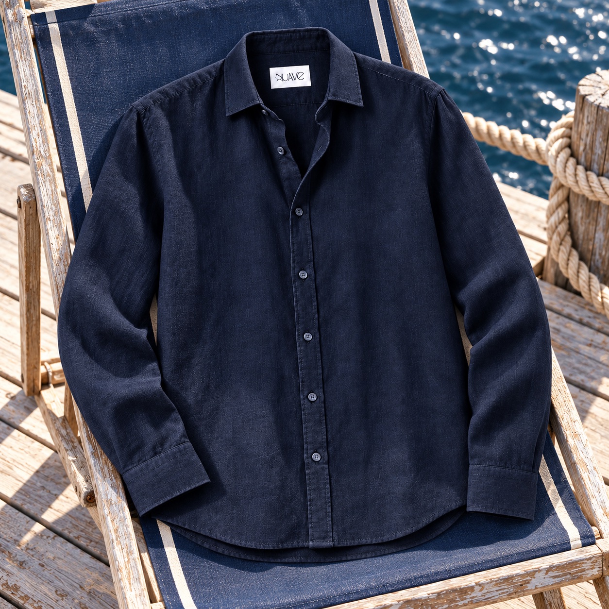 BLUE LINEN SHIRT — SUAVE