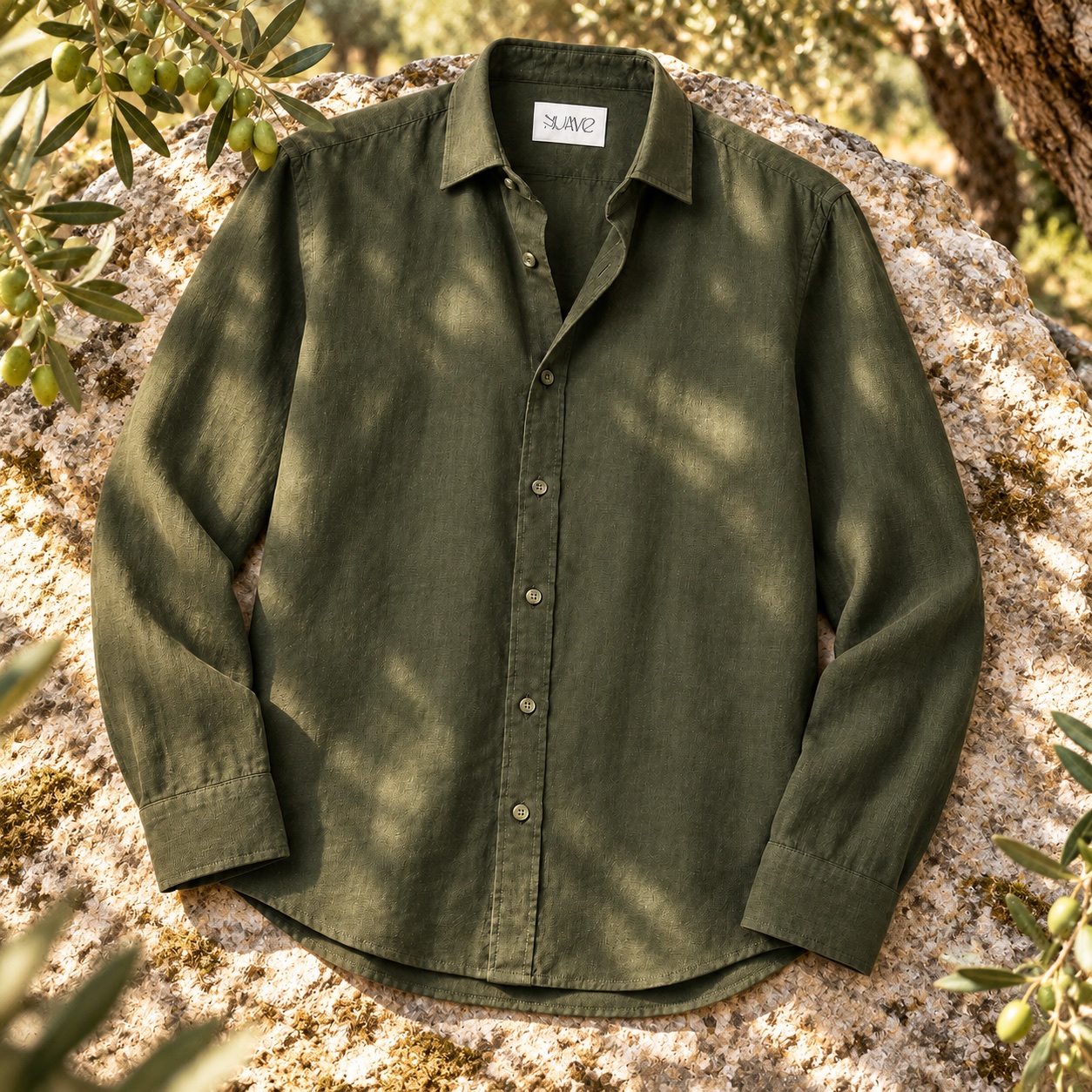 DARK GREEN LINEN SHIRT — SUAVE